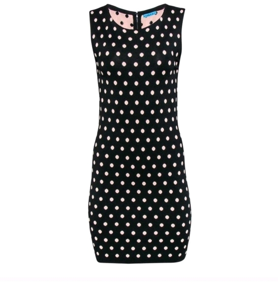 Alice + Olivia Marta sleeveless polka dot bodycon knit mini dress Size Large - Picture 2 of 11